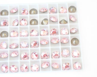 Light Rose Moonlight 39ss 1088 Round Crystals by Swarovski® 8mm Pointed Back Chatons, Cup Chain