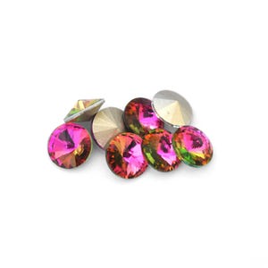 Begonia Pink 12mm Rivoli Round Glass Rhinestones, DIY Craft Crystals - 2 Pieces