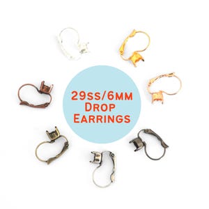29ss 6mm Lever Back Drop Earring Bases for Austrian Crystals 1088, 1028, 1122 and more! DIY Jewelry, Cup Chain, Plated in the USA - 1 Pair