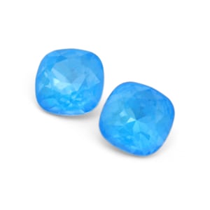 Electric Blue Ignite 12mm 4470 Cushion Square Barton Crystal, Made in Austria, Highest Quality Pointed Back Fancy Stones (Neon!) - 1 Crystal