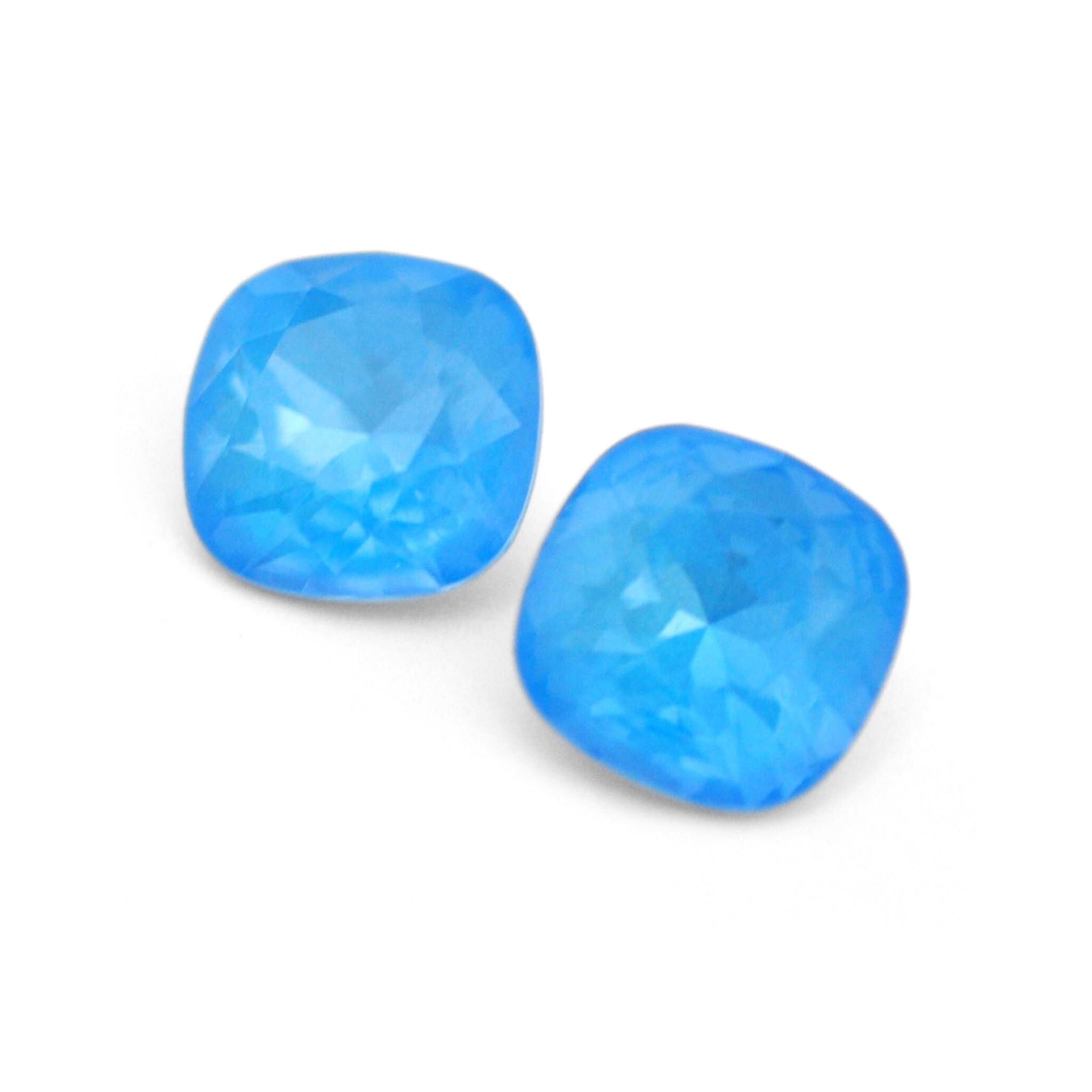 Electric Blue Ignite 12mm 4470 Cushion Square Barton Crystal, Made 