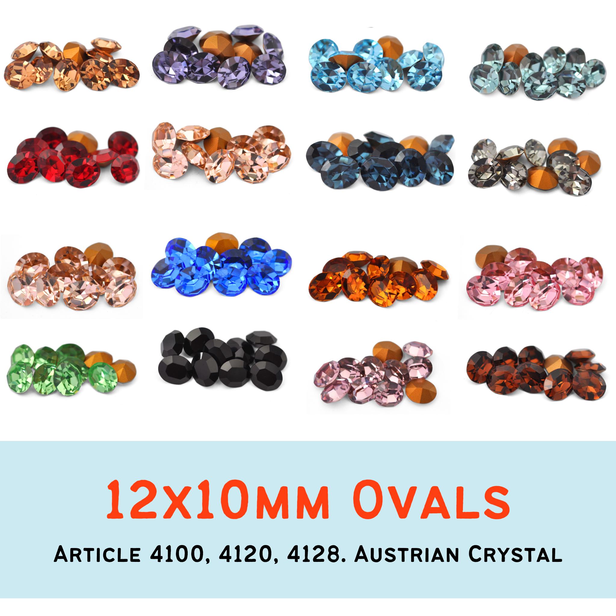 12 x 10 mm オーバルラインストーン 4100 + 4120 スワロフスキー®製