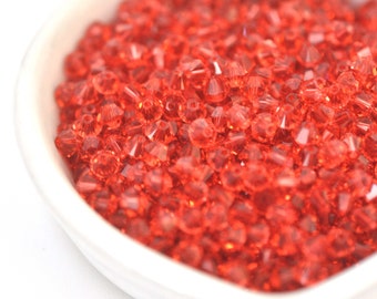 Padparadscha 4mm & 6mm Bicone Beads, Barton Crystal - Bicones Article 5328 - Multiple Pack Sizes Available