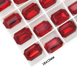 18x13mm Siam Octagon Shape 4610 Emerald Cut Barton Crystal, Made in Austria, Highest Quality Fancy Stones, Dark Red - 1 Crystal