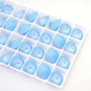 Sky Ignite 14mm Rivoli 1122 Barton Crystal, Made in Austria, Highest Quality Round Rhinestones, Cup Chain, Seed Beading, Blue