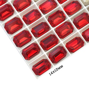Siam 14x10mm Octagon Shape 4610 Emerald Cut Barton Crystal, Made in Austria, Highest Quality Fancy Stones, Jan. Birthstone, Red - 1 Crystal