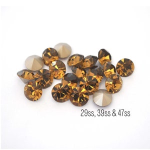 Smoked Topaz Preciosa Maxima Machine Cut Chaton - 29ss, 39ss - 6mm, 8mm, Dark Brown Crystals - DIY Jewelry Making Supplies