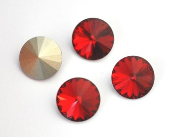 Scarlet 12mm Rivoli 1122 Round Barton Crystal - Multiple Pack Sizes Available