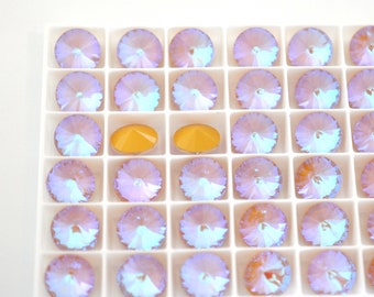 Butterscotch Delite 12mm Rivoli Round Glass Rhinestones, DIY Craft Crystals - 2 Pieces
