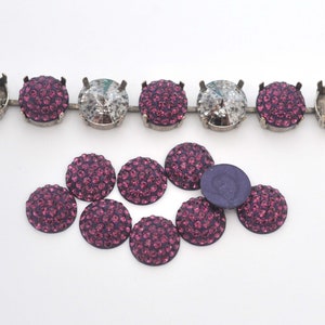 Amethyst 12mm Pave Crystal Cabochon - 86601 Barton Crystal - Fits Cup Chain! - Multiple Pack Sizes Available