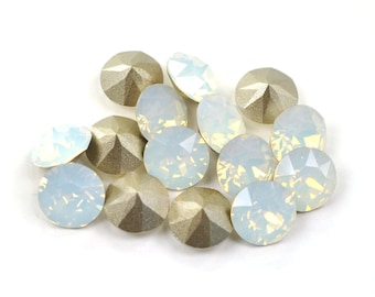 White Opal 39ss 1088 Barton Crystal, Made in Austria, Highest Quality Round Rhinestone Chatons Pointed Back, 8mm Cup Chain