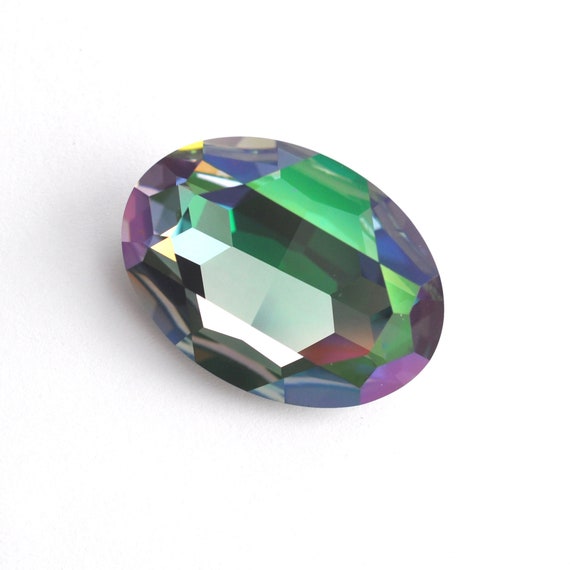 39x28mm Aquamarine Purple Haze Oval 4127 Austrian Crystal, Made in