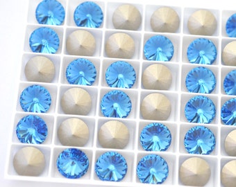 Cool Blue 12mm Rivoli 1122 Round Barton Crystal - Multiple Pack Sizes Available