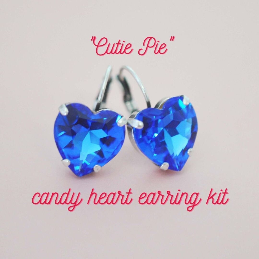 Cutie Pie Candy Heart KIT Collection Sapphire Heart Earrings With