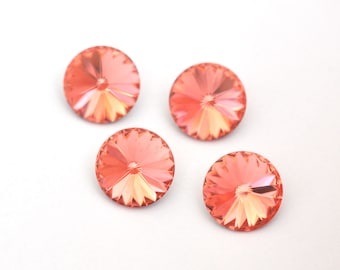 Rose Peach 12mm Rivoli 1122 Round Barton Crystal - Multiple Pack Sizes Available