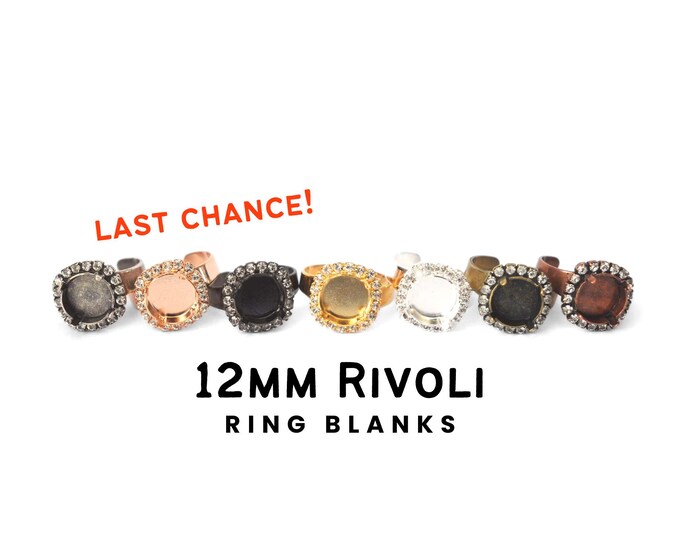 12MM Rivoli Round 1122 Ring Blank Round With Crystal Halo - Select Your ...