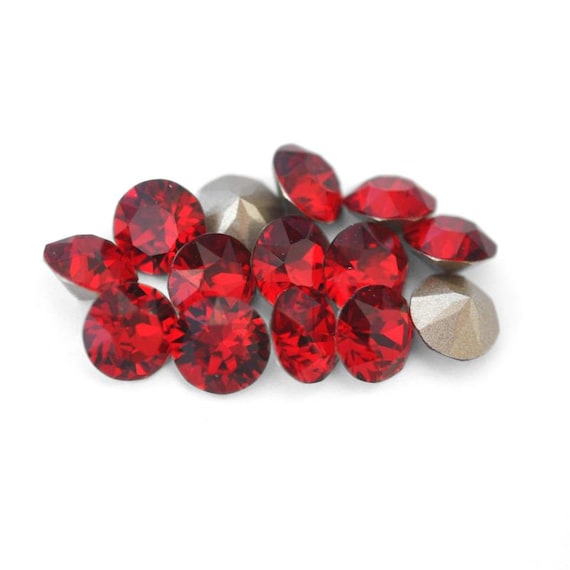 Siam 39ss 1088 Barton Crystal, Made in Austria, Highest Quality Round Rhinestone Chatons Pointed Back, 8mm Cup Chain, Love, Classic Deep Red