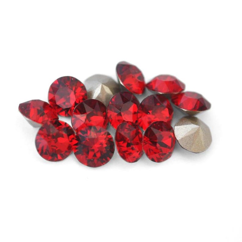 Siam 39ss 1088 Round Crystals by Swarovski® 8mm Pointed Back Chatons, Cup Chain image 1
