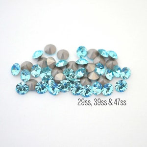 Aqua Bohemica Preciosa Maxima Machine Cut Chaton - 29ss, 39ss, 47ss - 6mm, 8mm, 10.5mm Light Turquoise Crystals - DIY Jewelry Making