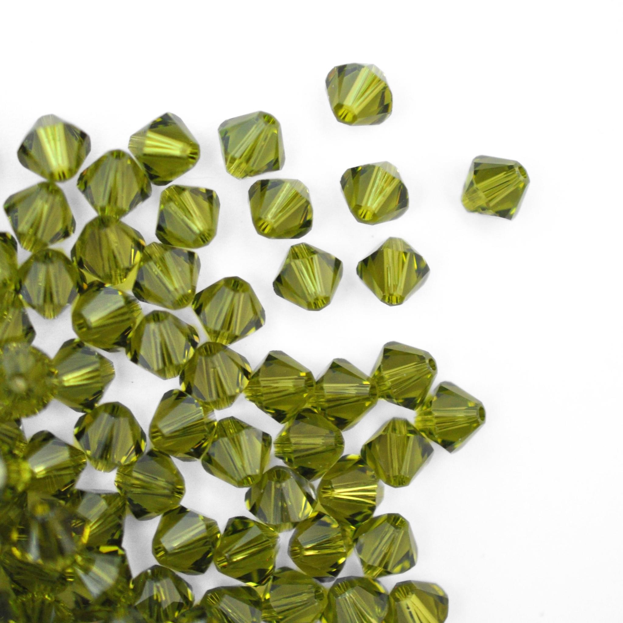 4mm & 6mm Olivine Bicone 5328 Barton Crystal Beads, Made In Austria, The Highest Quality! Austrian Crystal, Double Cone Shape