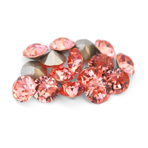 Rose Peach 39ss 1088 Round Austrian Crystal Pointed Back Chatons, 8mm Cup Chain