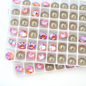 Rose Peach Shimmer 39ss 1088 Barton Crystal, Made in Austria, Highest Quality Round Rhinestone Chatons, 8mm Cup Chain, Pinky Peach Sparkle