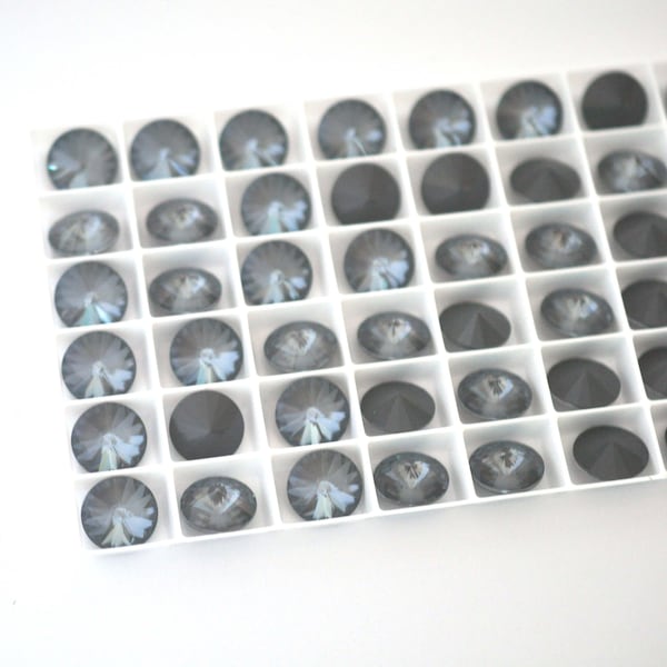 Dark Grey Ignite 12mm Rivoli 1122 Round Barton Crystal - Multiple Pack Sizes Available