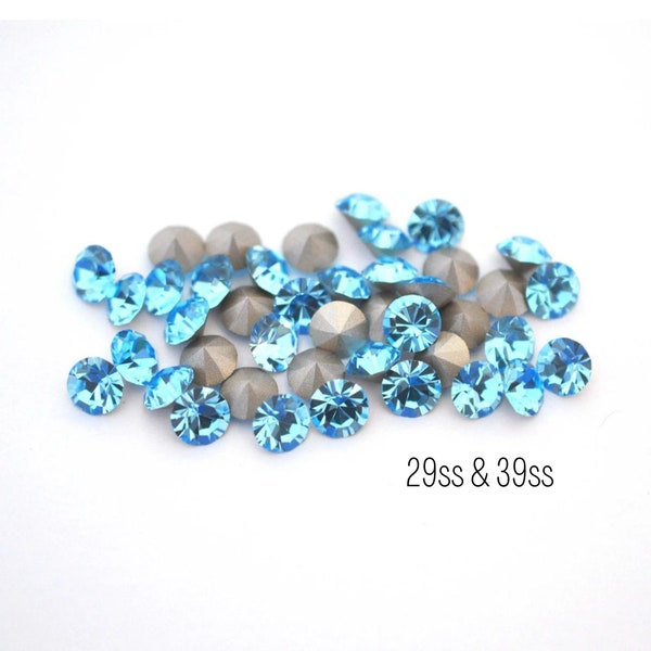 Aquamarine (Aqua) Preciosa Maxima Machine Cut Chaton - 29ss, 39ss - 6mm, 8mm, Blue Crystals - DIY Jewelry Making Supplies