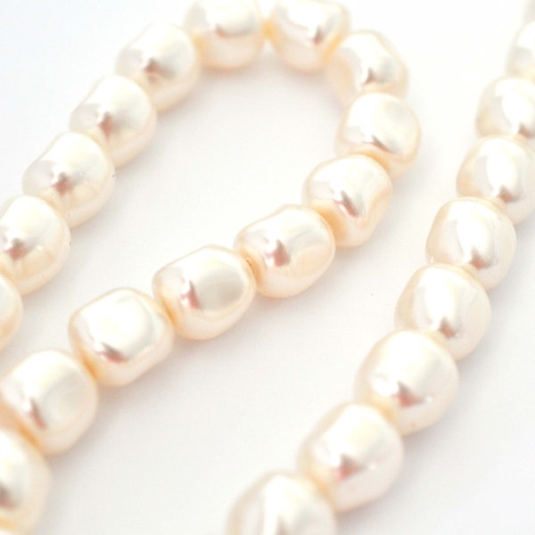 White Pearl Crystal Pearls 14mm 5840 Barton Crystal Pearl Beads, Glass Pearls - Vegan Pearls - Multiple Pack Sizes