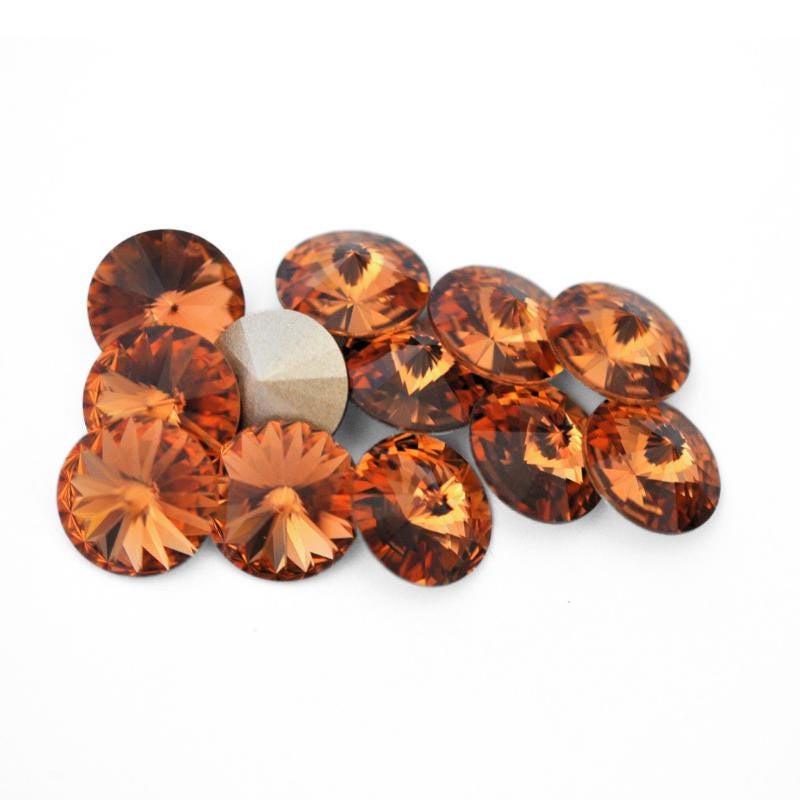 Light Smoked Topaz 12mm 1122 Rivoli Round Crystals by Swarovski