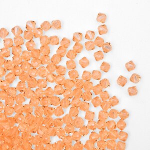 4mm Light Peach Bicone 5328 Barton Crystal Beads, Made In Austria, The Highest Quality! Austrian Crystal, Double Cone Shape