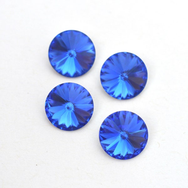 Sapphire 12mm Rivoli 1122 Round Barton Crystal - Multiple Pack Sizes Available