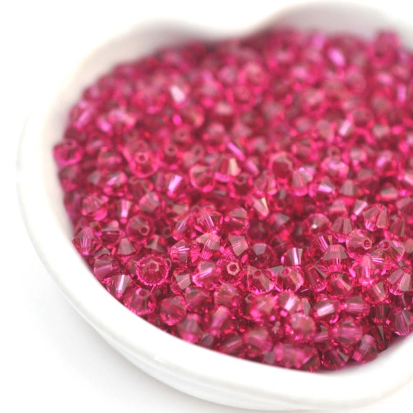 Fuchsia 4mm & 6mm Bicone Beads, Barton Crystal - Bicones Article 5328 - Multiple Pack Sizes Available