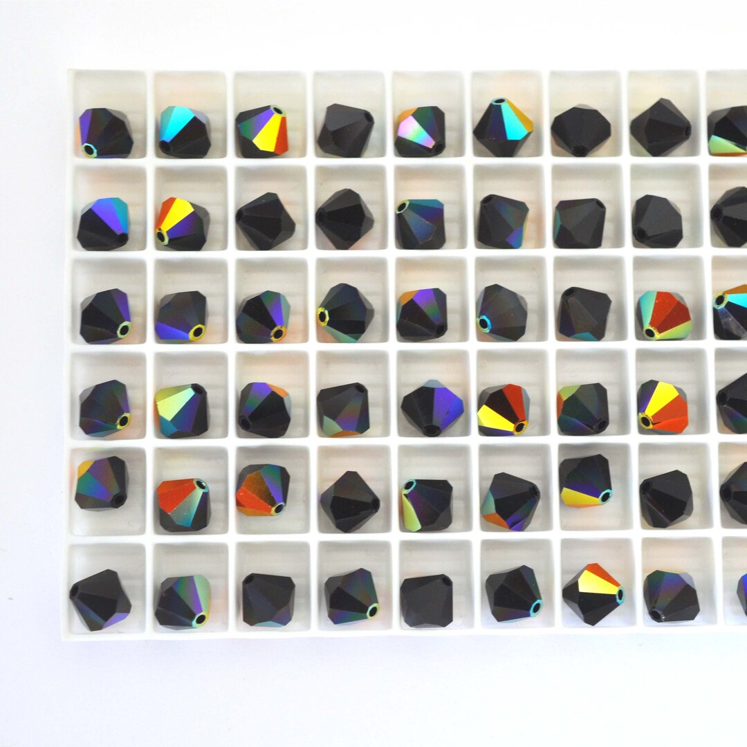 Jet AB 8mm Bicone Beads, Barton Crystal Bicones Article 5301 Multiple
