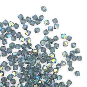 4mm Indian Sapphire AB Bicone 5328 Barton Crystal Beads, Made In Austria, The Highest Quality! Austrian Crystal, Double Cone Shape