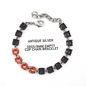 Antique Silver 8mm 39ss Empty Cup Chain Bracelet 1088 DIY Jewelry Supplies