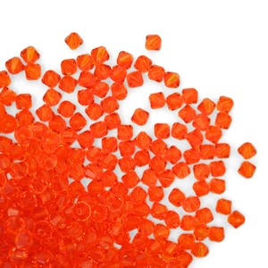 4mm & 6mm Tangerine Bicone 5328 Barton Crystal Beads, Made In Austria, The Highest Quality Austrian Crystal, Orange, Discontinued!
