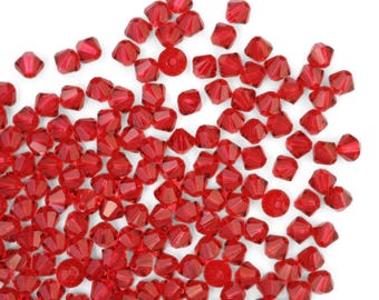 スワロフスキー®ビーズ製 4mm スカーレットバイコーン 5328 クリスタル
