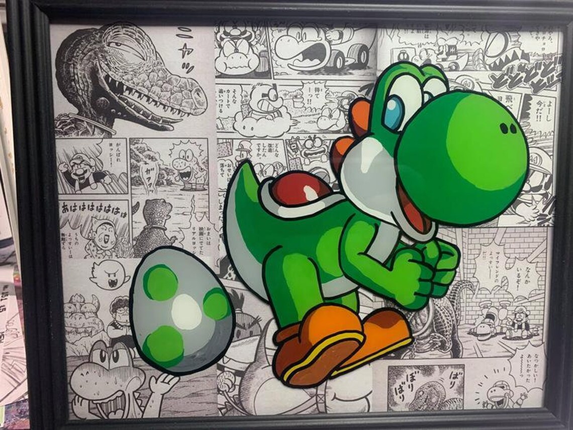 Super Mario Yoshi Glass Painting Etsy