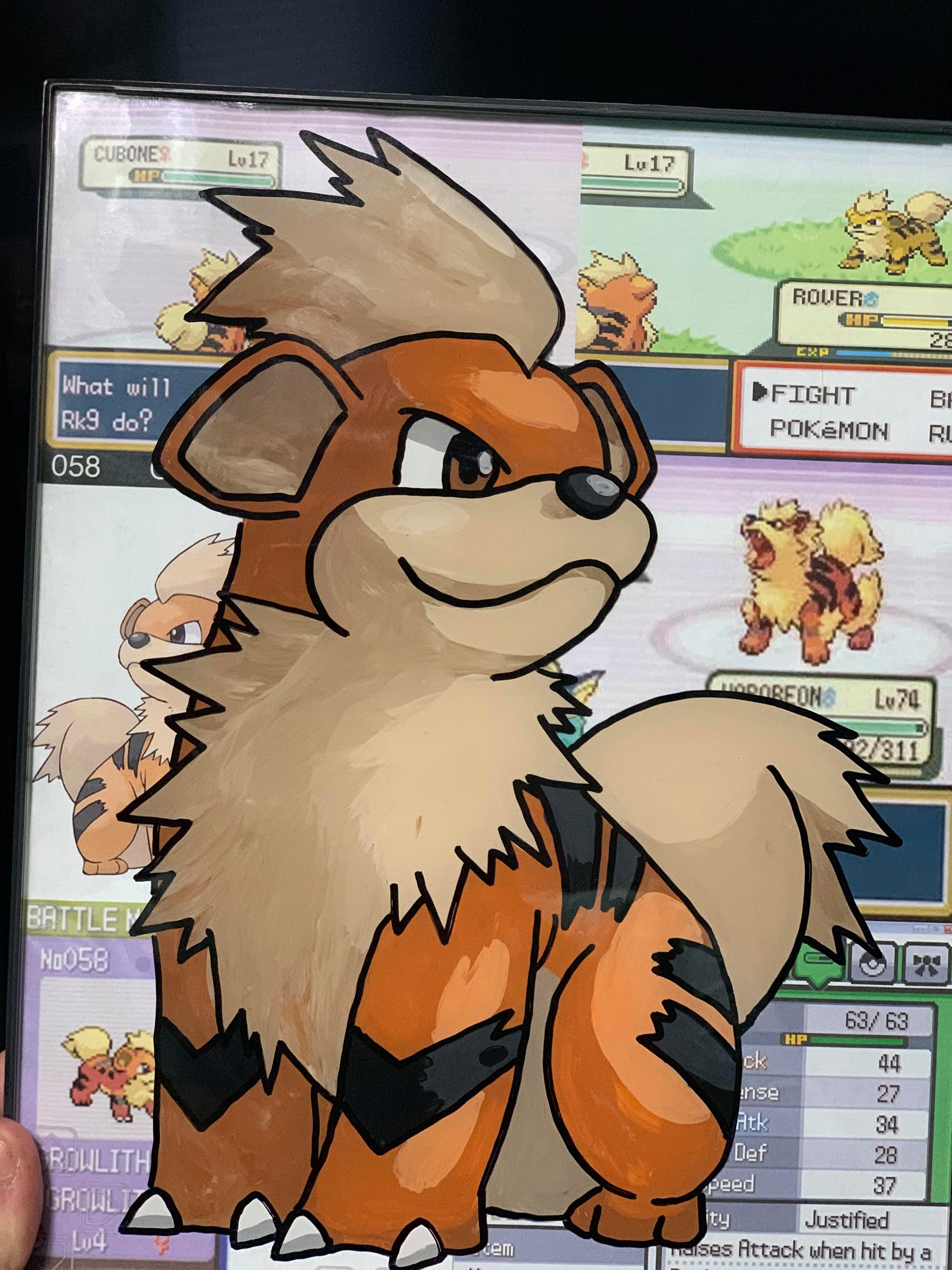 Pokemon - Growlithe Glass Painting