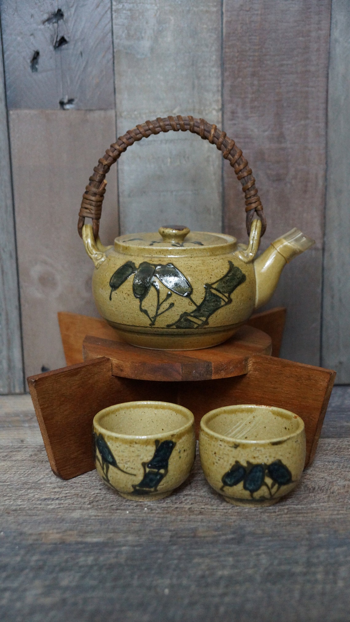VINTAGE Mid Century Modern OMC Japan Stoneware Pottery Tea Set Etsy