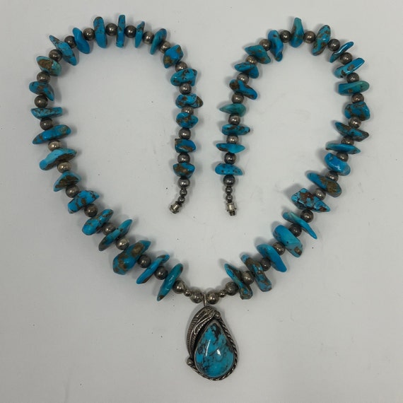 Navajo Vintage Silver Turquoise Necklace