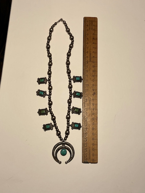 Early Turquoise Squash Blossom Necklace - image 2