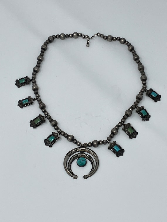 Early Turquoise Squash Blossom Necklace - image 1