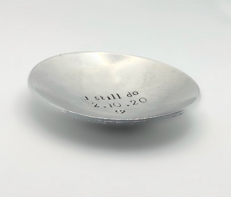Personalized Ring Dish, Wedding Gift, Anniversary Silver Ring Dish, Personalized Trinket Dish, Bridesmaid Gift, Gift for Her image 2