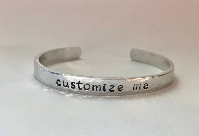 Bracelet With Picture Inside Uk HAMMERED Stamped Bracelet Inside Stamping Customized Bangle - Etsy