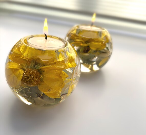 Floral Candle Holder Floral Resin Tealight Candle Holder Etsy