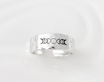 Celestial Ring, Moon Phase Ring, Celestial Jewelry, crescent moon ring, celestial ring, universe ring, silver moon ring