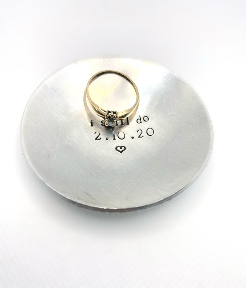 Personalized Ring Dish, Wedding Gift, Anniversary Silver Ring Dish, Personalized Trinket Dish, Bridesmaid Gift, Gift for Her image 4