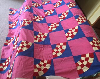 Pink Quilt *Free Shipping * Unique Quilt Vintage Quilt Top